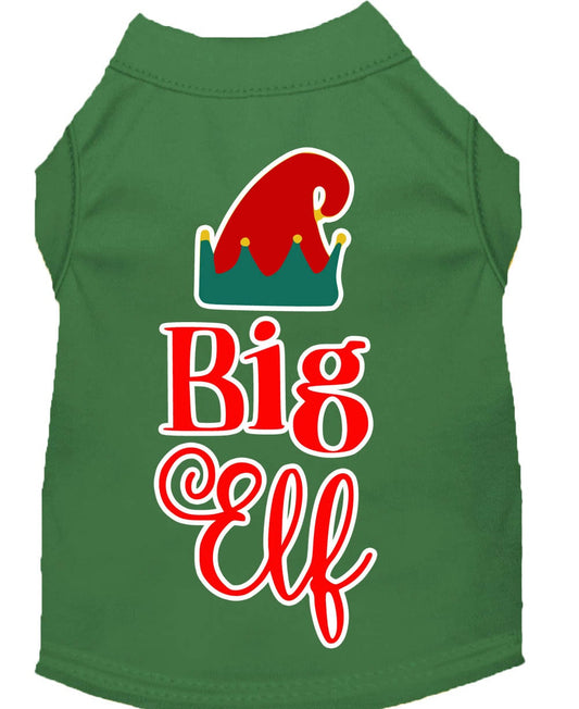 Christmas Pet Shirt Screen Printed, "Big Elf"