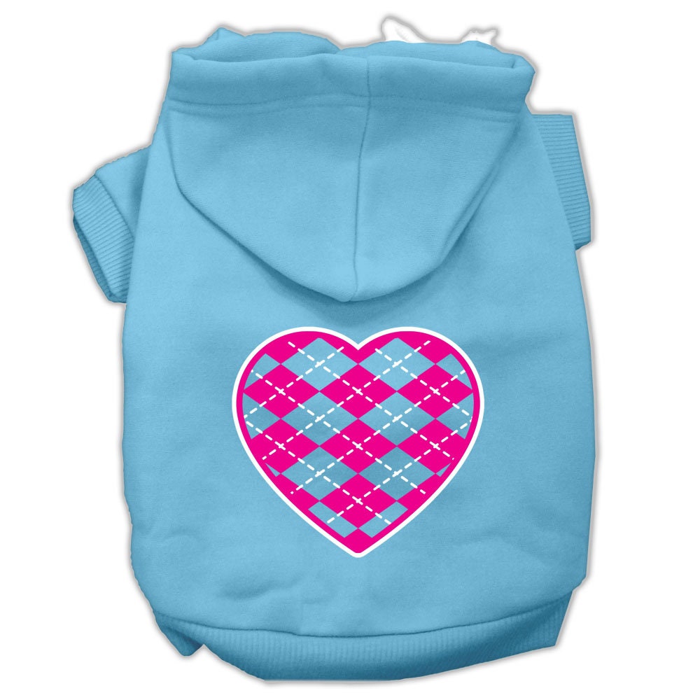 Pet Hoodie "Pink Argyle Heart"