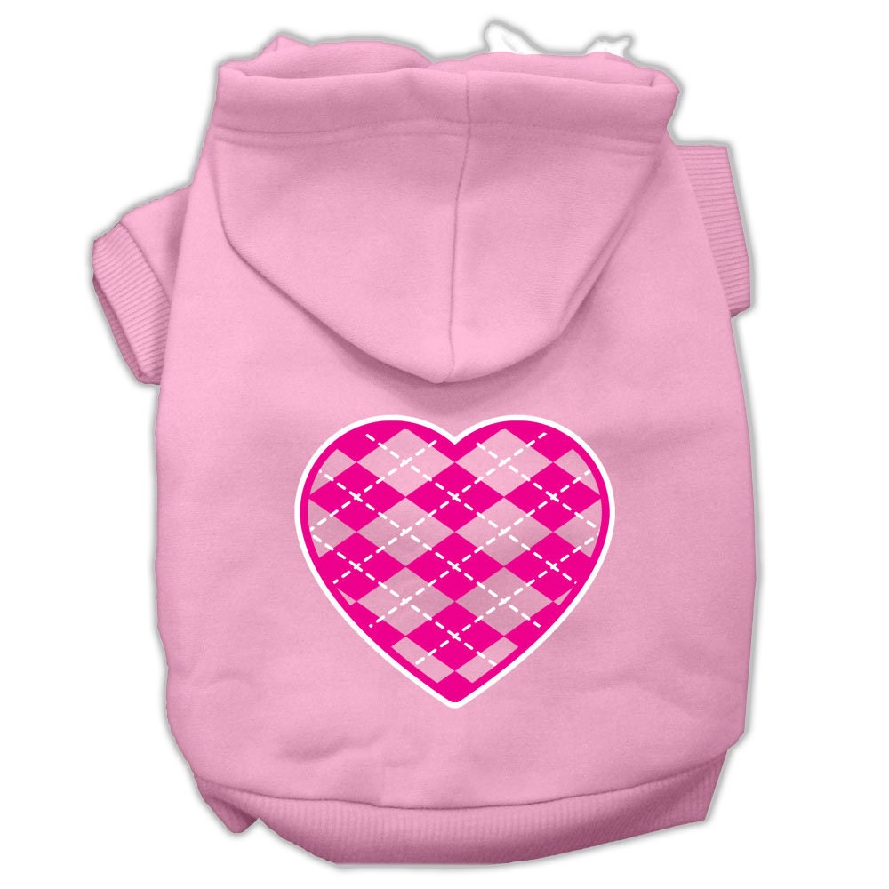 Pet Hoodie "Pink Argyle Heart"