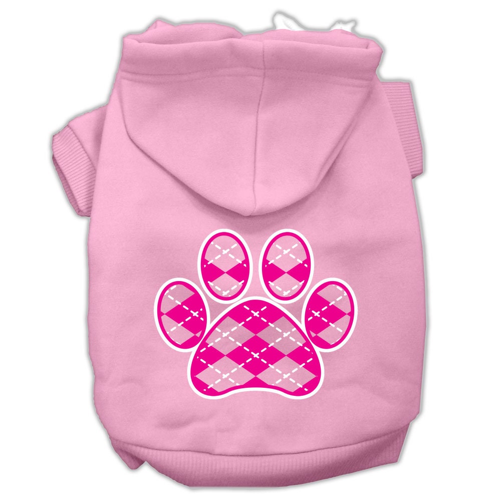 Pet Hoodie "Pink Argyle Paw"