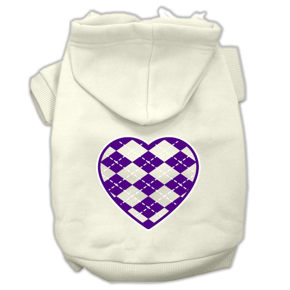 Pet Hoodie "Purple Argyle Heart"