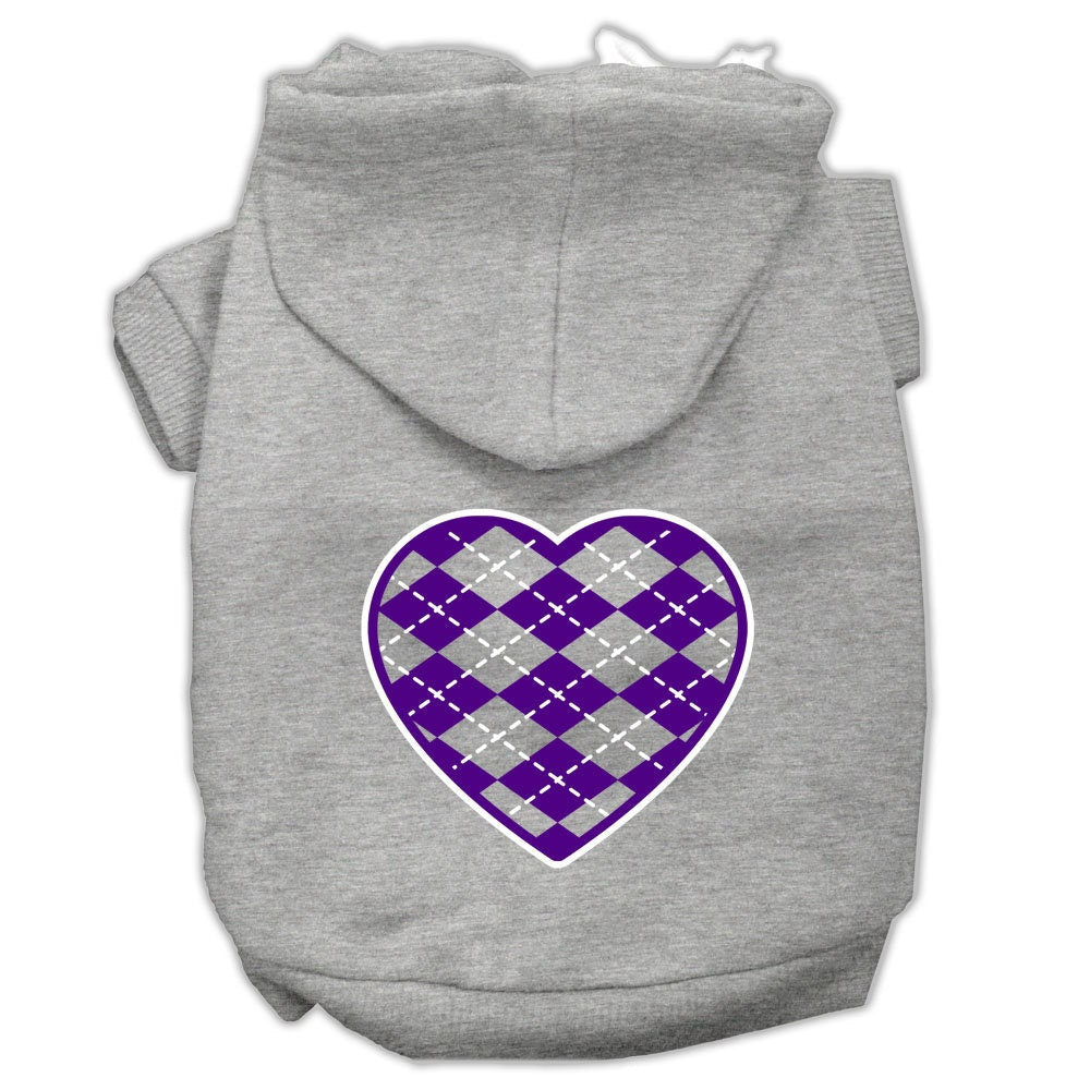 Pet Hoodie "Purple Argyle Heart"