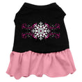 Load image into Gallery viewer, Winter Pet Dress Screen Printed, "Pink Snowflake"
