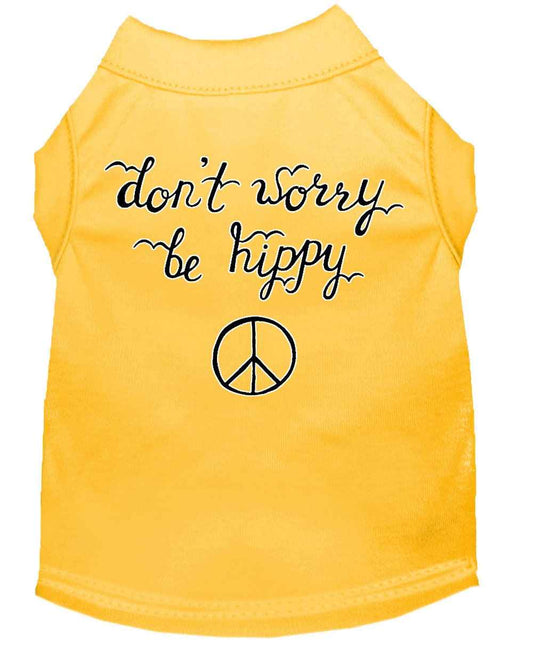 Pet Dog & Cat Shirt Screen Printed, "Don't Worry, Be Hippy"