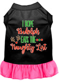 Load image into Gallery viewer, Christmas Pet Dress Screen Printed, "I Hope Rudolph Eats The Naughty List"
