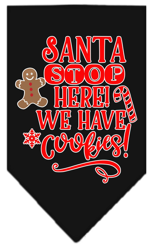 Christmas Pet and Dog Bandana "Santa, Stop Here! We Have Cookies!"