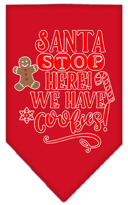 Christmas Pet and Dog Bandana "Santa, Stop Here! We Have Cookies!"