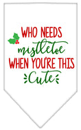 Load image into Gallery viewer, Christmas Pet and Dog Bandana Screen Printed, "Who Needs Mistletoe"
