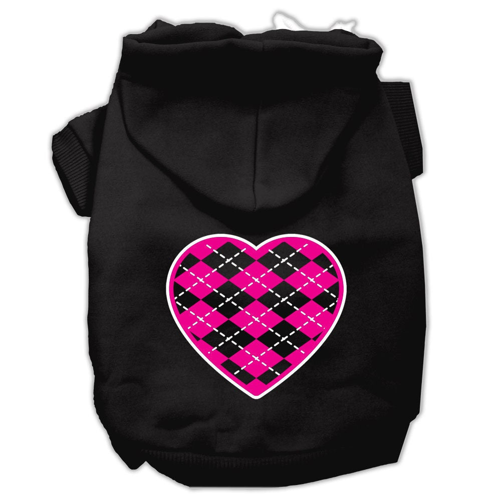 Pet Hoodie "Pink Argyle Heart"