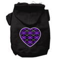 Load image into Gallery viewer, Pet Hoodie "Purple Argyle Heart"
