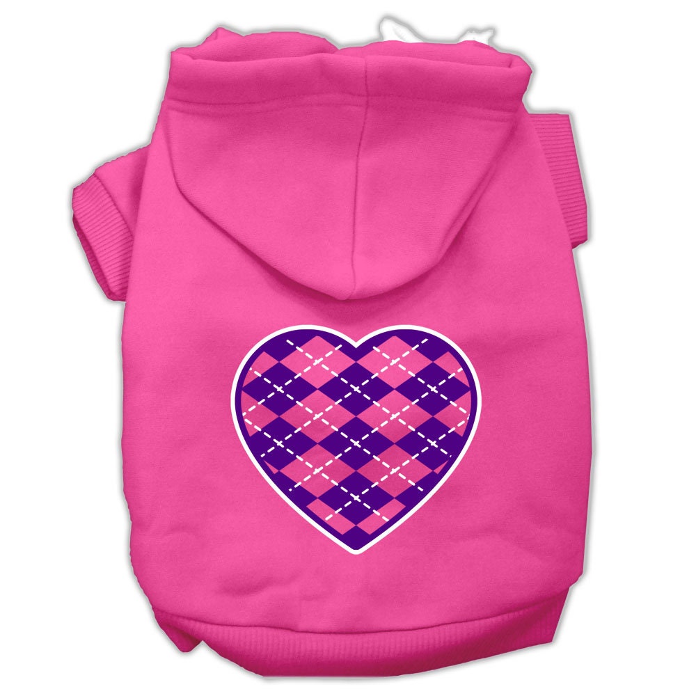 Pet Hoodie "Purple Argyle Heart"