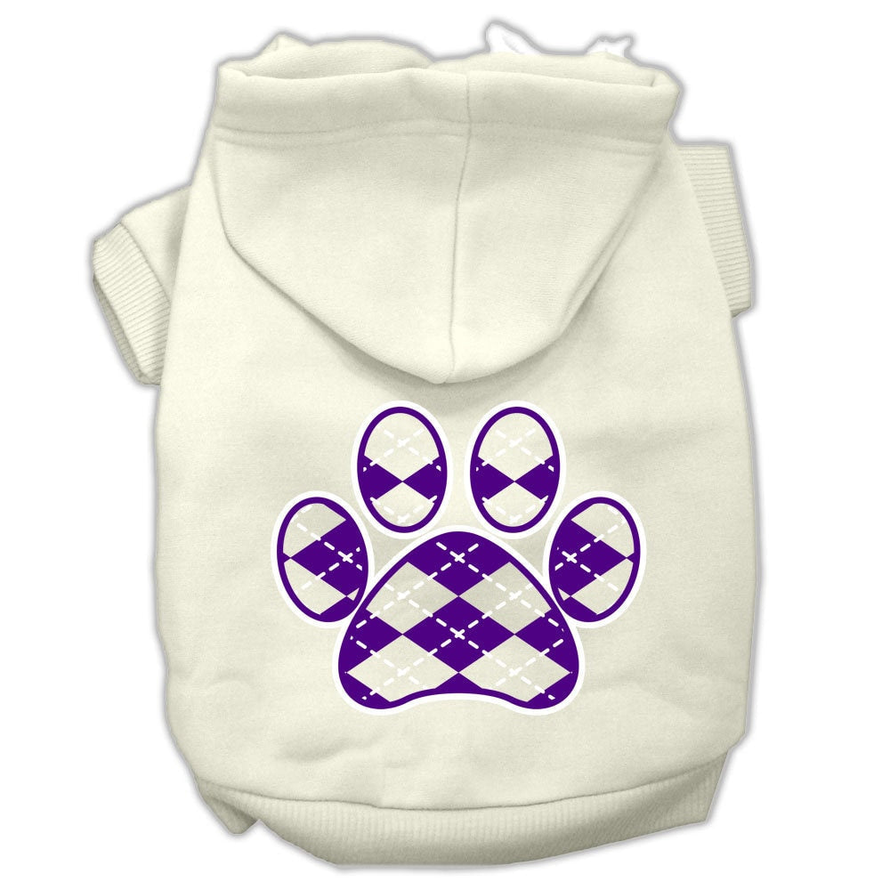 Pet Hoodie "Purple Argyle Paw"