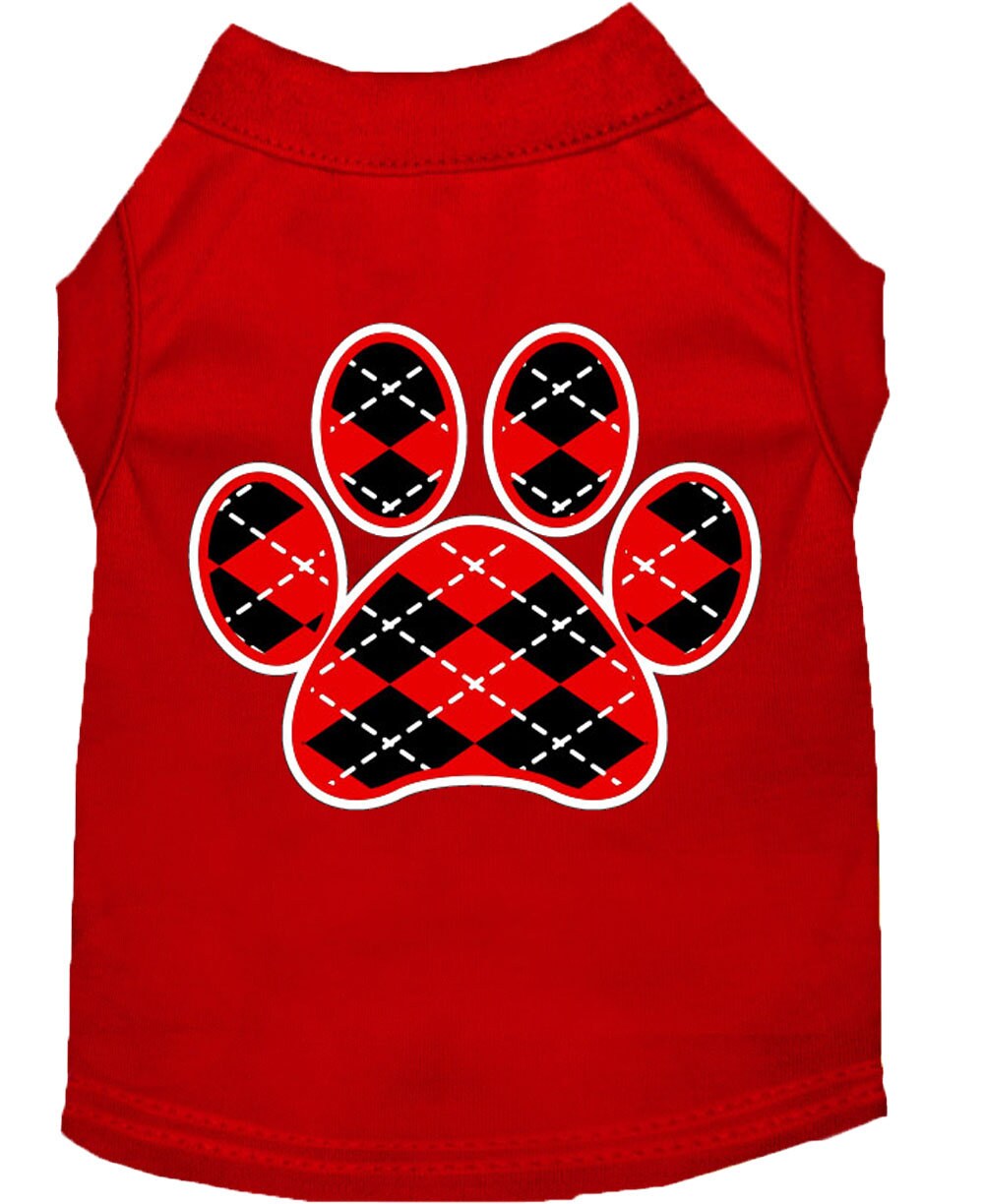 Pet Shirt "Argyle Paw Red"