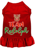 Load image into Gallery viewer, Christmas Pet Dress Screen Printed, "Team Rudolph"
