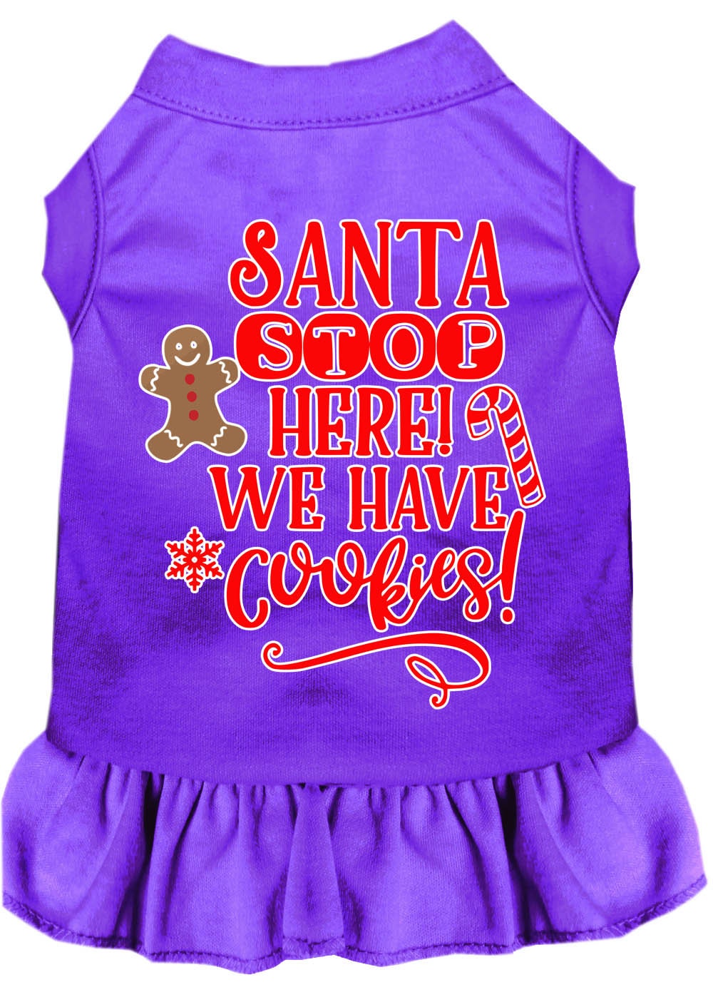 Christmas Pet Dress Screen Printed, "Santa Stop Here, We Have Cookies"
