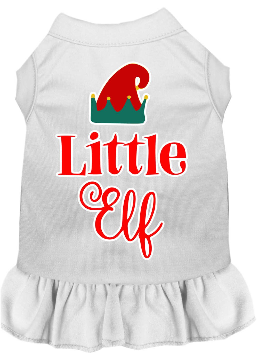 Christmas Pet Dress Screen Printed, "Little Elf"