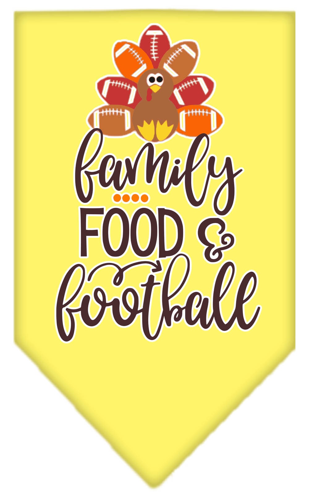 Pet and Dog Bandana Screen Printed, "Family, Food, & Football"