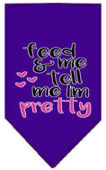 Load image into Gallery viewer, Pet and Dog Bandana Screen Printed, "Feed Me & Tell Me I'm Pretty"
