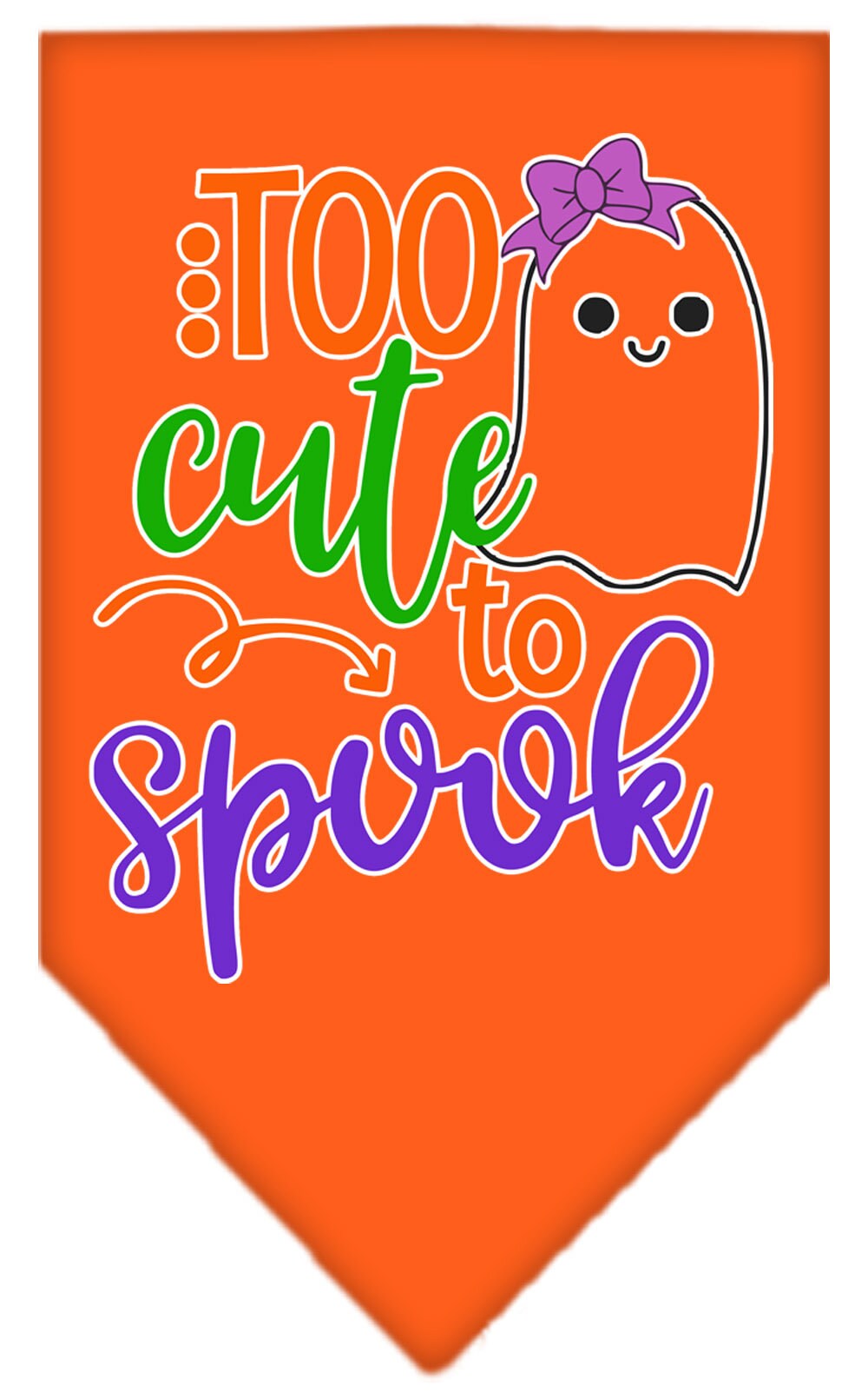 Halloween Pet and Dog Bandana, "Too Cute To Spook - Girly Ghost"