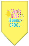 Load image into Gallery viewer, Pet and Dog Bandana Screen Printed, "Chicks Rule, Bunnies Drool"
