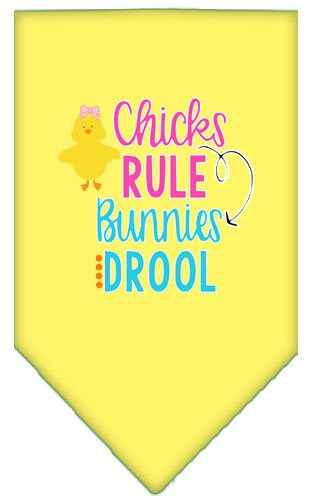 Pet and Dog Bandana Screen Printed, "Chicks Rule, Bunnies Drool"