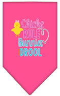 Load image into Gallery viewer, Pet and Dog Bandana Screen Printed, "Chicks Rule, Bunnies Drool"
