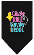 Load image into Gallery viewer, Pet and Dog Bandana Screen Printed, "Chicks Rule, Bunnies Drool"
