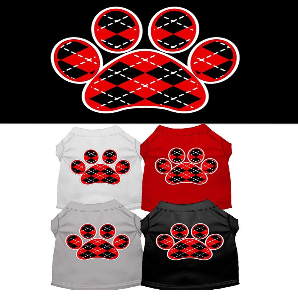 Pet Shirt "Argyle Paw Red"
