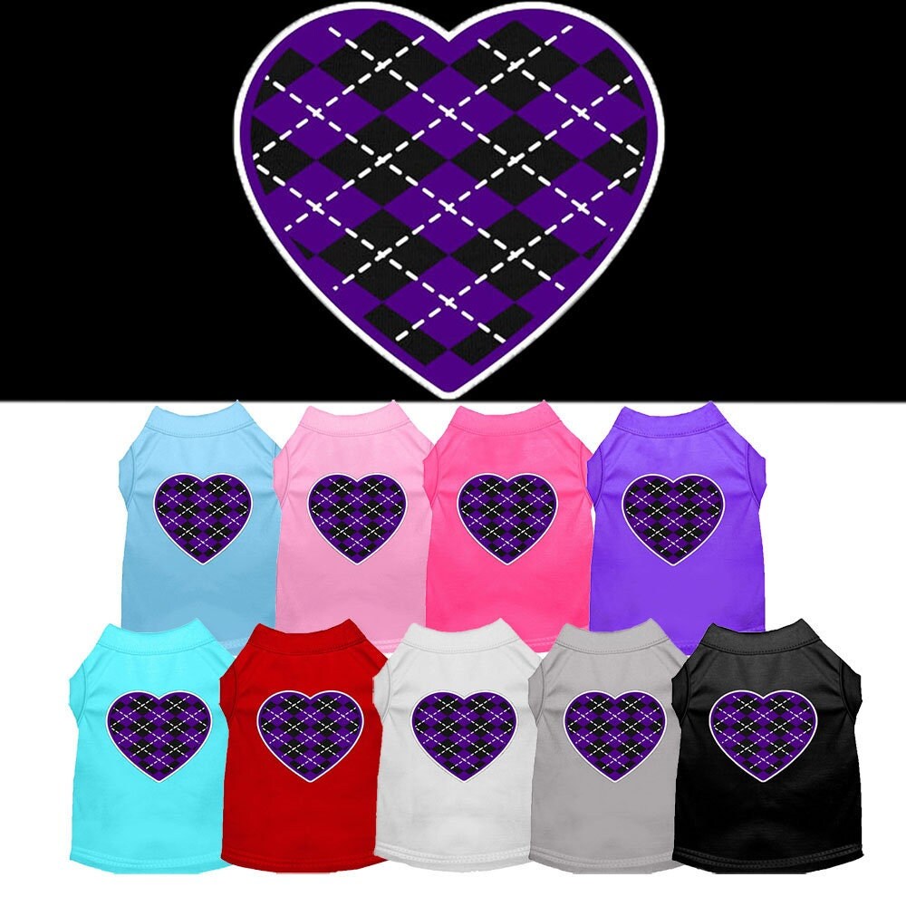 Pet Shirt "Argyle Heart Purple"