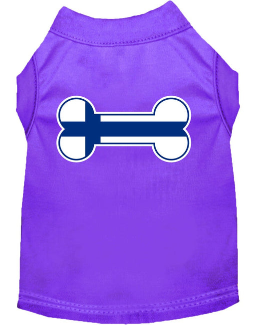 Pet Dog & Cat Shirt Screen Printed, "Bone Shaped Finland Flag"