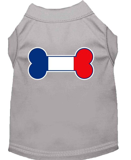Pet Dog & Cat Shirt Screen Printed, "Bone Flag France"