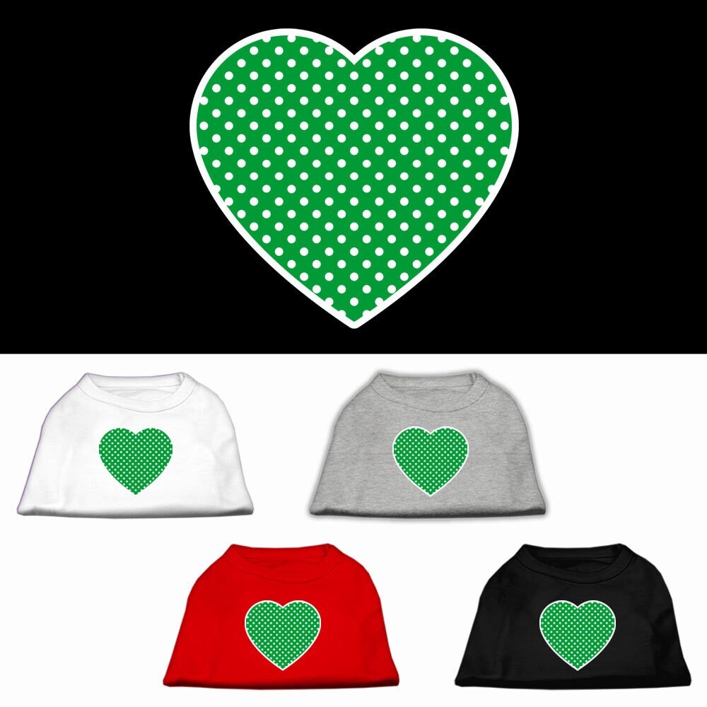 Pet Shirt "Swiss Dots Green Heart"