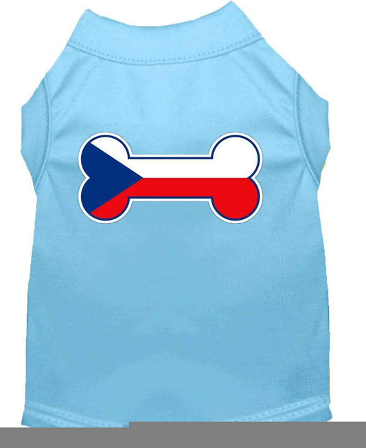 Pet Dog & Cat Shirt Screen Printed, "Bone Flag Czech Republic"
