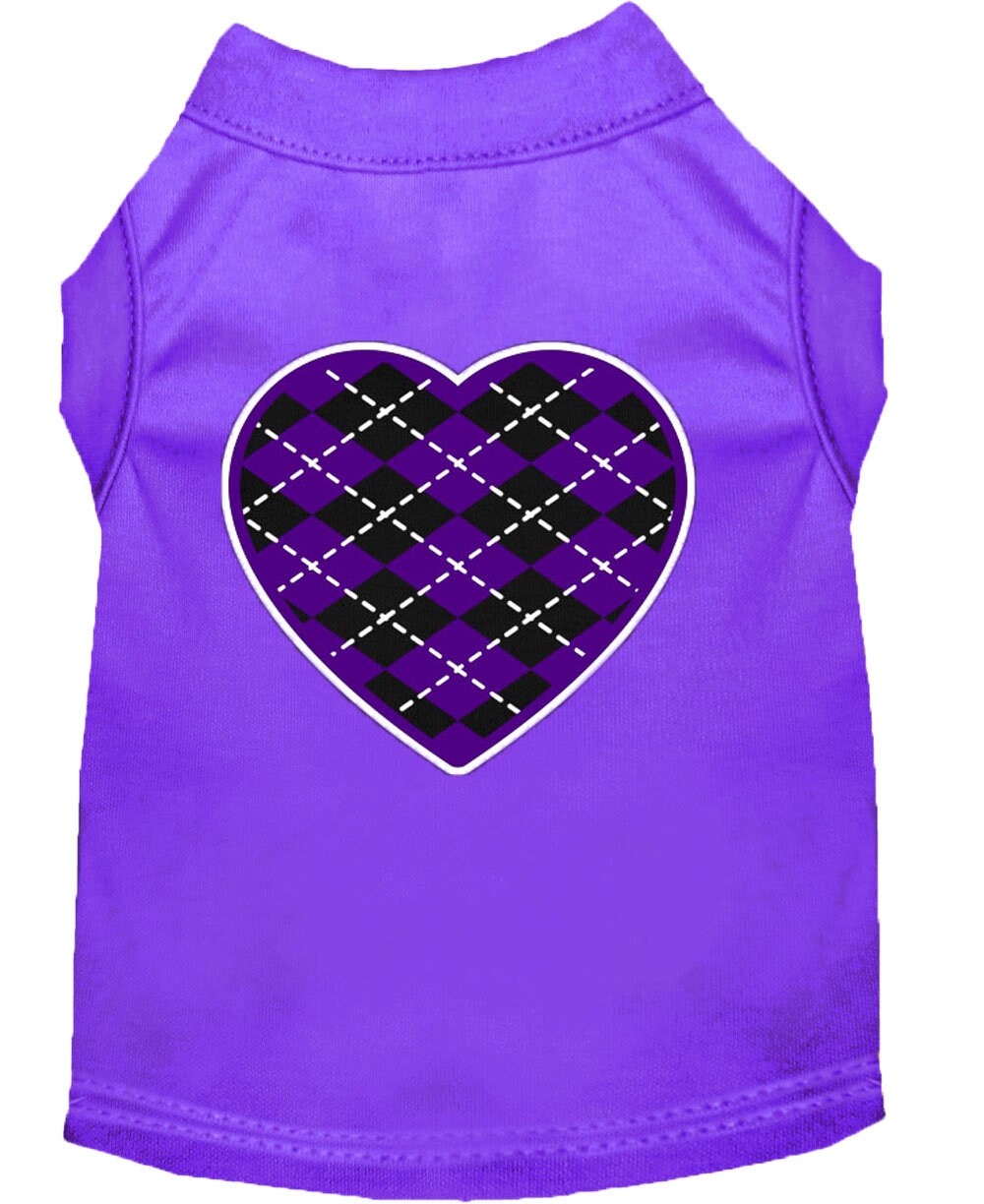Pet Shirt "Argyle Heart Purple"