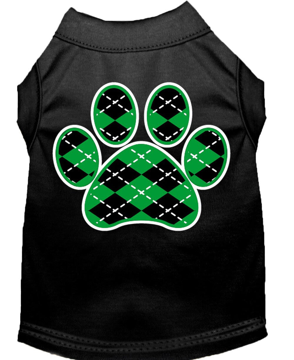Pet Shirt "Argyle Paw Emerald Green"