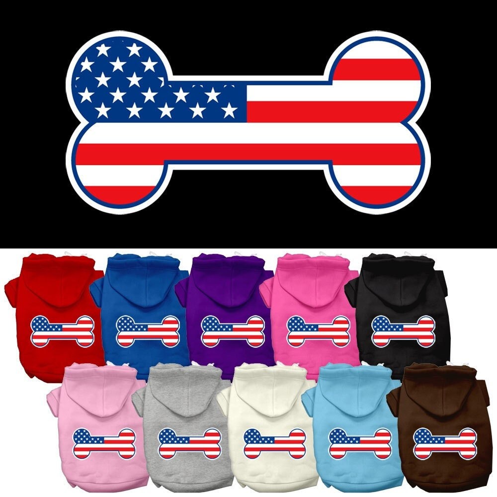 Pet Hoodie "Bone Shaped American Flag"