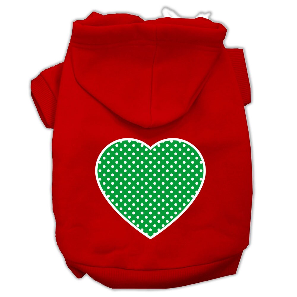 Pet Hoodie "Green Swiss Dots Heart"