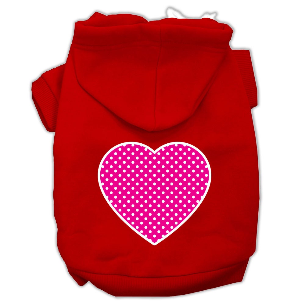Pet Hoodie "Pink Swiss Dots Heart"