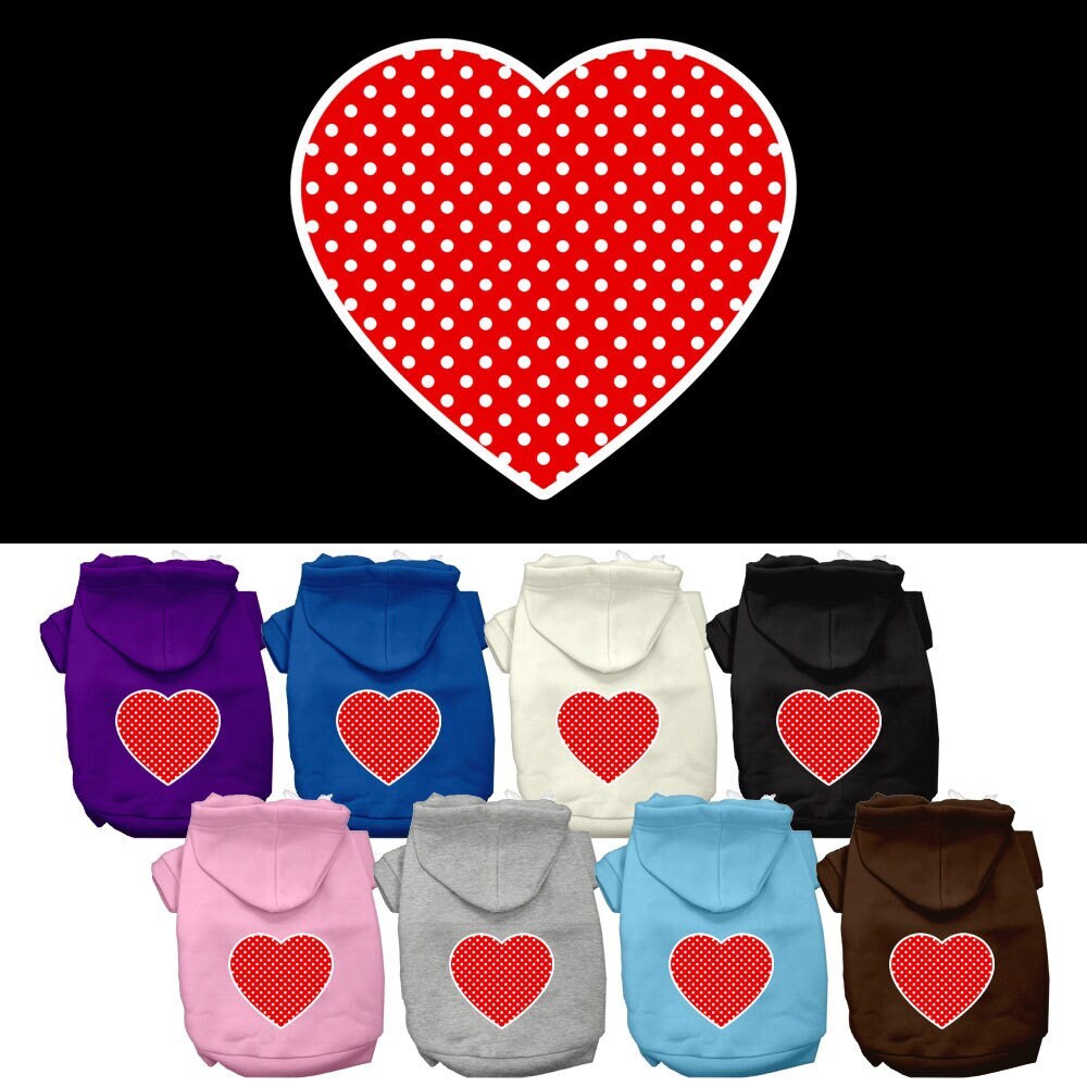 Pet Hoodie "Red Swiss Dots Heart"