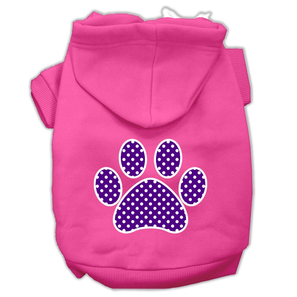 Pet Hoodie Screen Printed, "Purple Swiss Dots Paw"