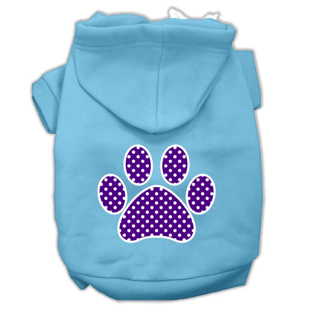 Pet Hoodie Screen Printed, "Purple Swiss Dots Paw"