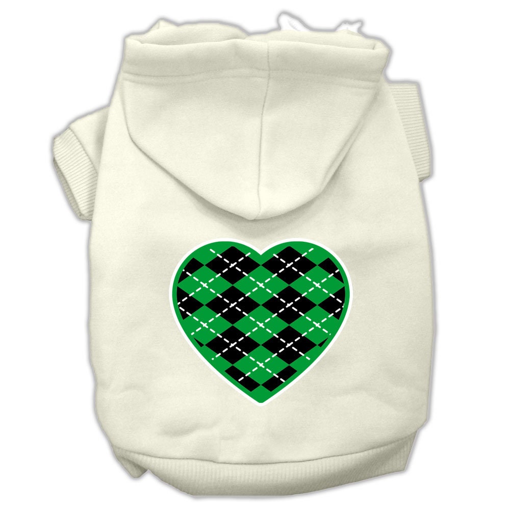 Pet Hoodie "Green Argyle Heart"