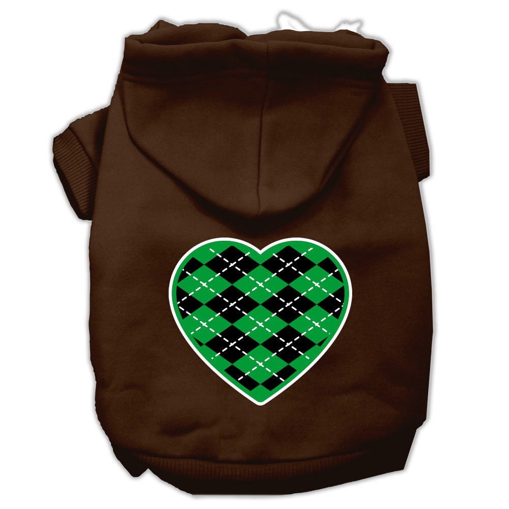 Pet Hoodie "Green Argyle Heart"