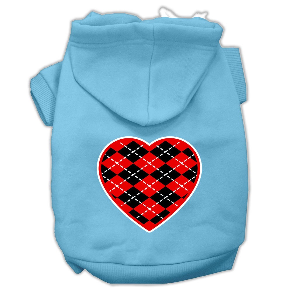 Pet Hoodie "Red Argyle Heart"