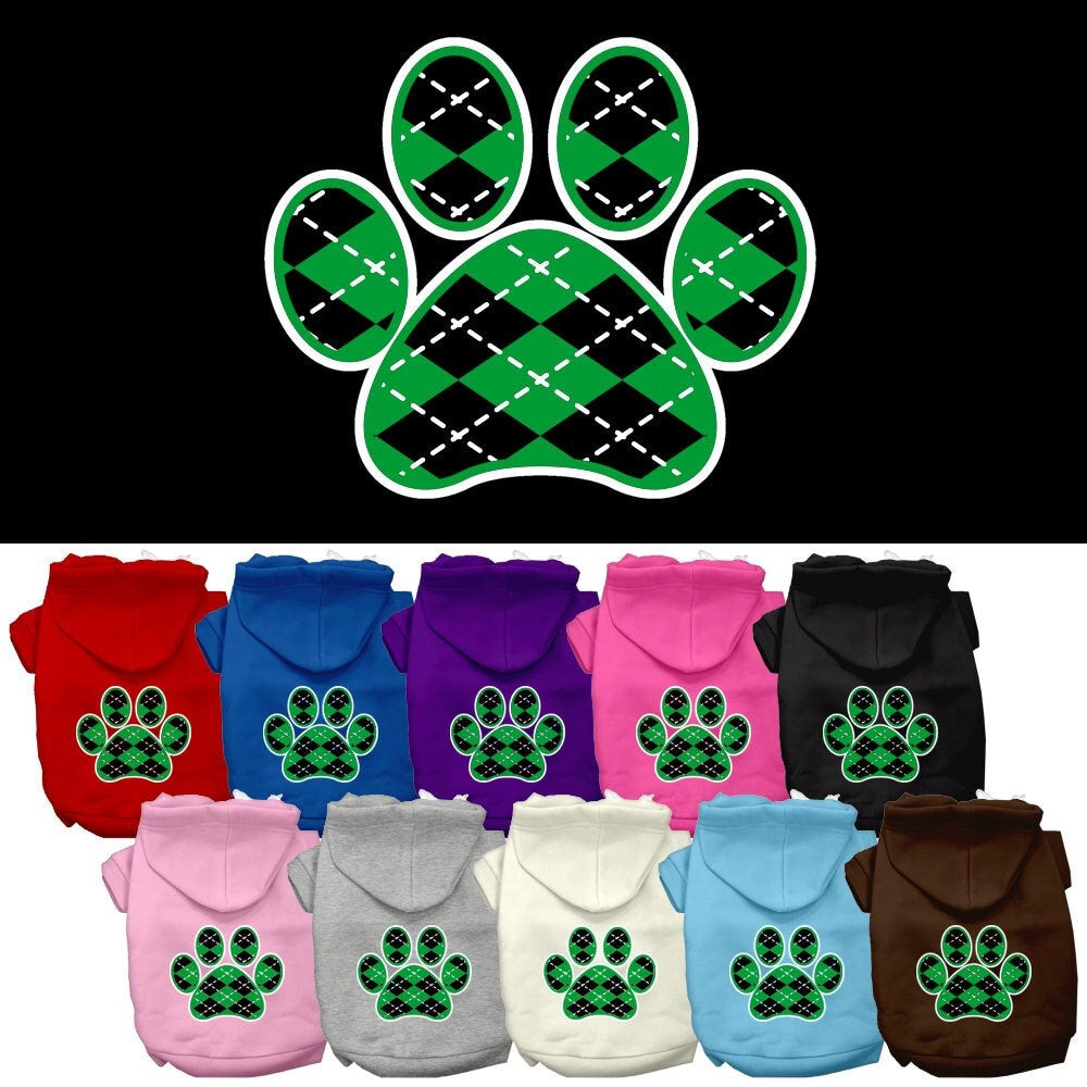 Pet Hoodie "Green Argyle Paw"
