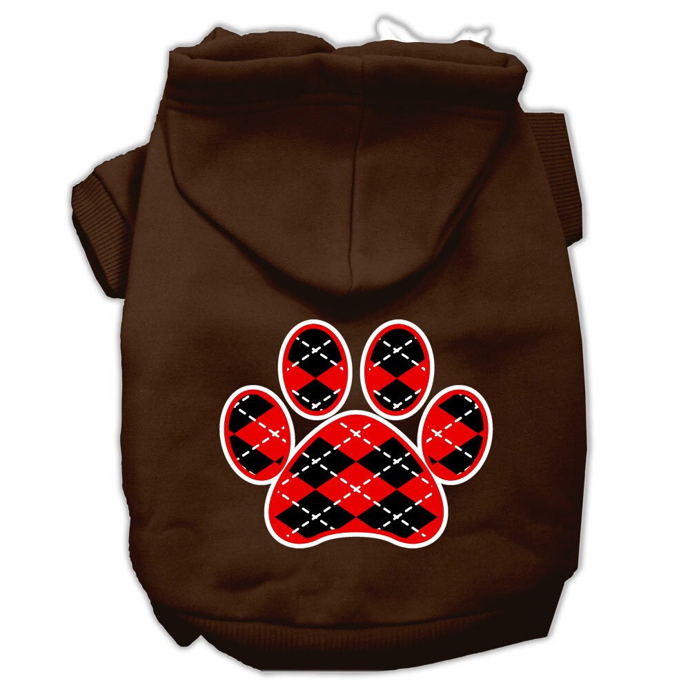 Pet Hoodie "Red Argyle Paw"