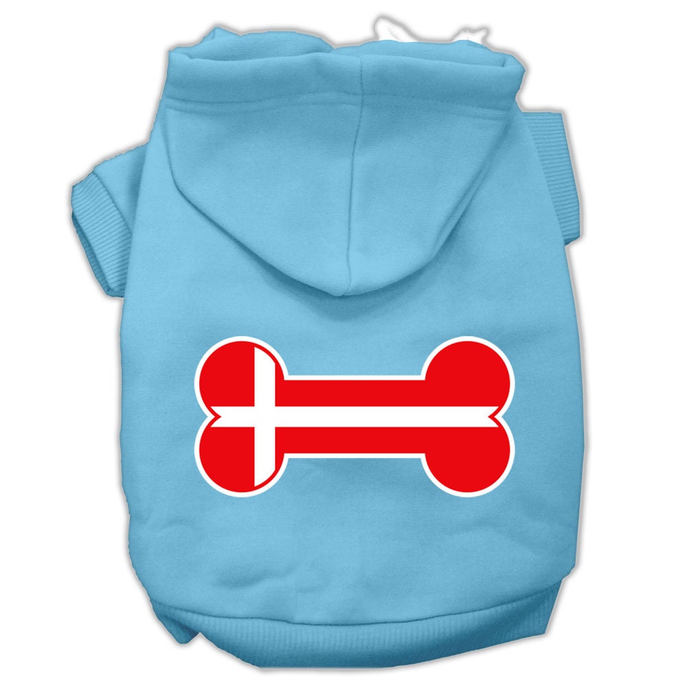Pet Hoodie "Bone Shaped Denmark Flag"