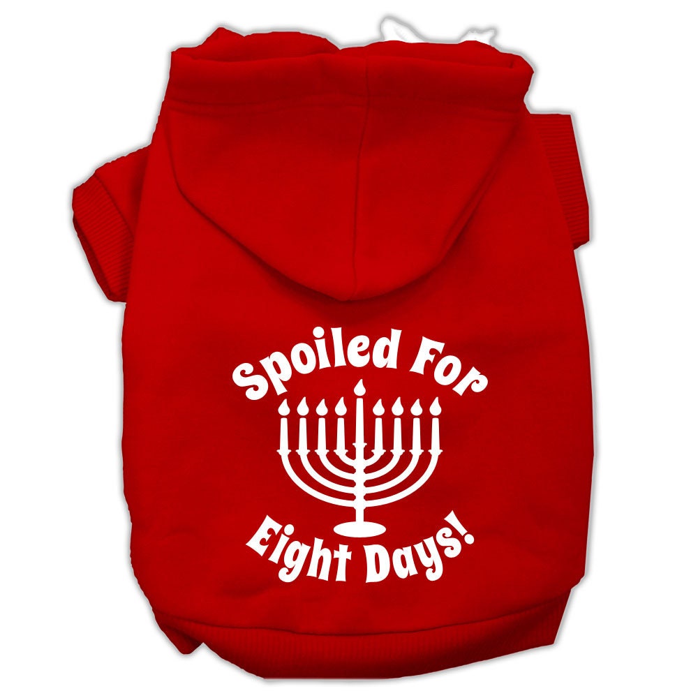 Hanukkah Pet Hoodie Screen Printed, "Spoiled For Eight Days"