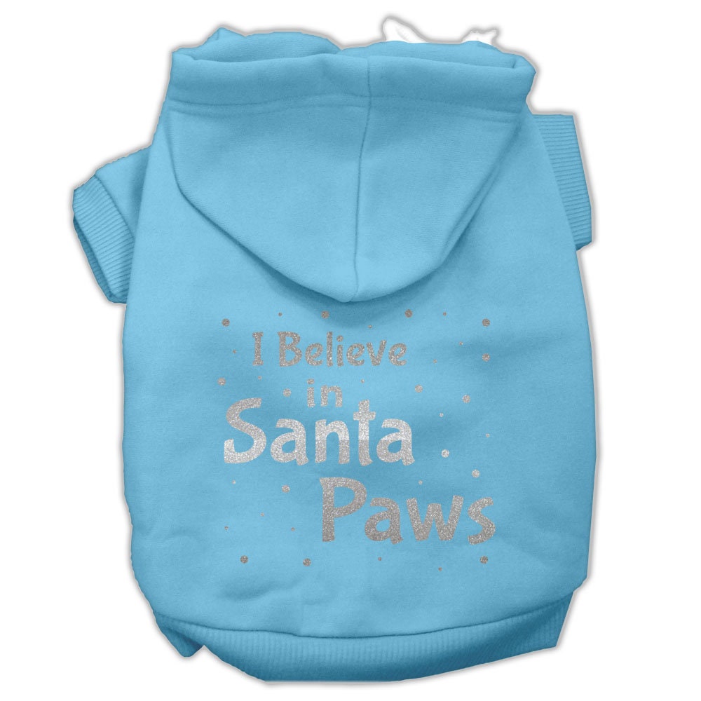 Christmas Pet Hoodie Screen Printed, "I Believe In Santa Paws"