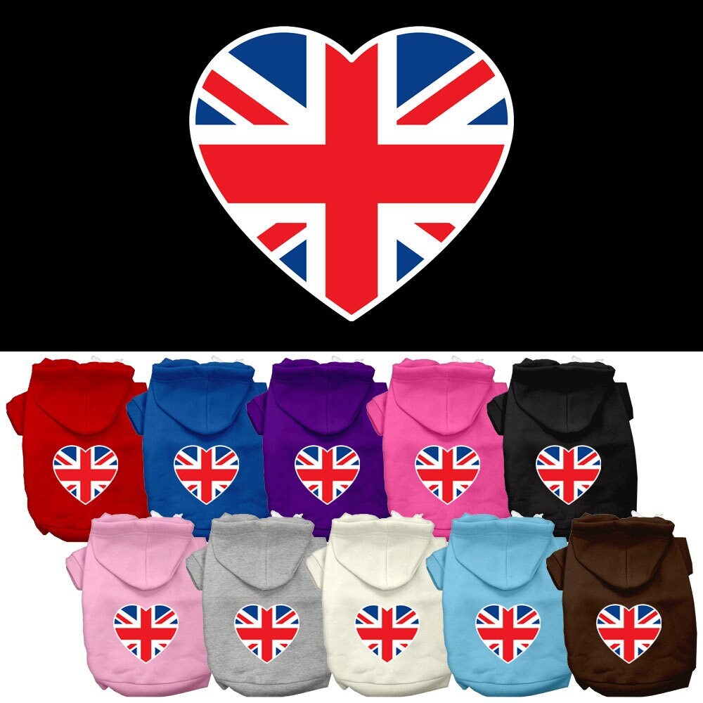 Pet Hoodie "British Flag Heart"